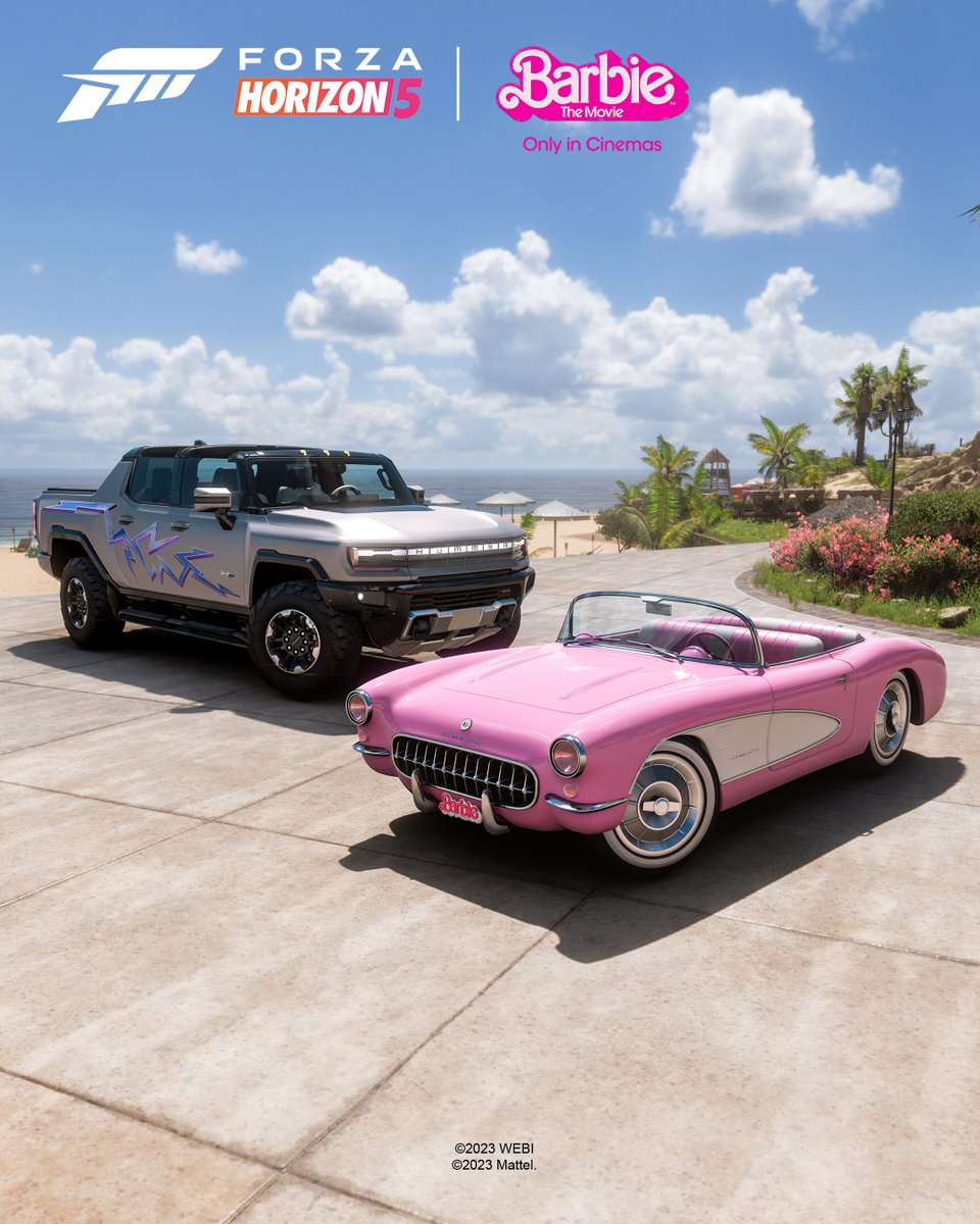 Barbie… in Forza?? Check your Message Center today to receive the very special 1956 Chevrolet ‘Barbie Movie’ Corvette EV and Ken’s 2022 GMC ‘Barbie Movie’ HUMMER EV Pickup, now available for download! 

And see @BarbieTheMovie only in theaters July 21.