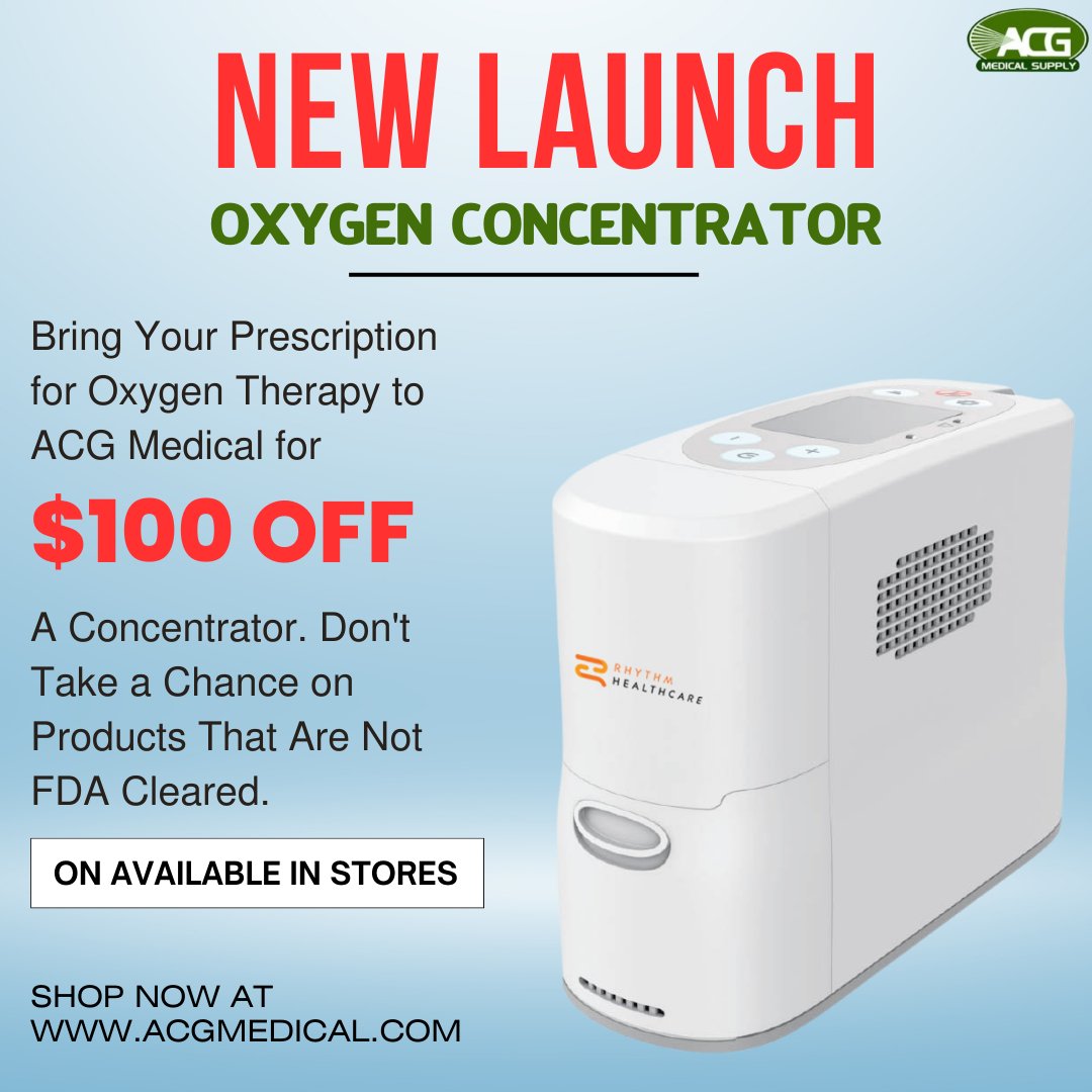 Bring your prescription for oxygen therapy to ACG Medical Supply and Get $100 off a concentrator.

Don't take a chance on products that are not FDA-cleared.

'ONLY AVAILABLE IN SHOWROOM'

Website: acgmedical.com

#oxygenconcentrator #FDAapprovedProduct #ACGMedical