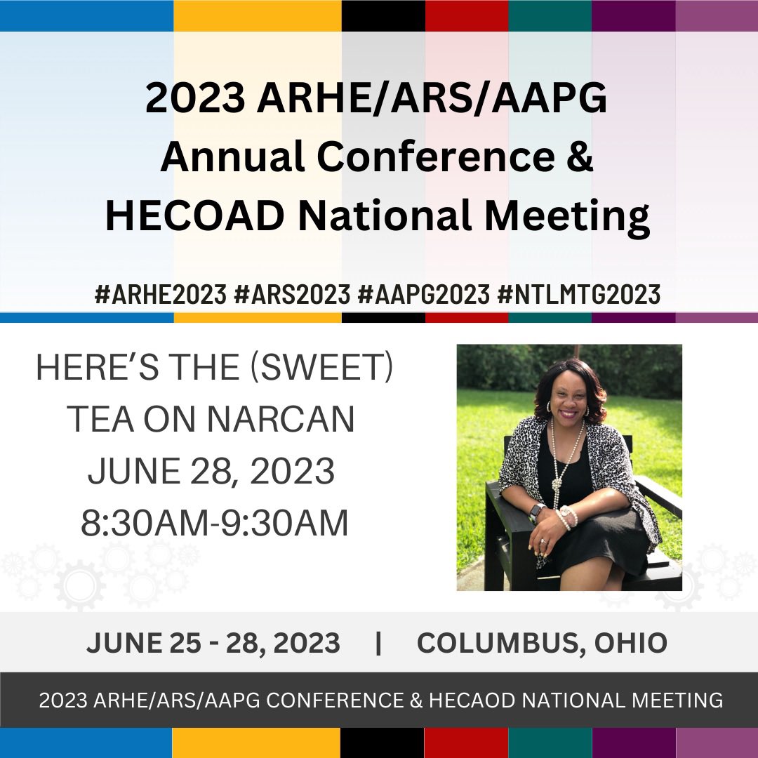 I am thrilled to be presenting with my colleagues at the #ARHE2023! The conference is focused on #DiversePathways of #Recovery, #Community, #Prevention, and the full #AOD #ContinuumOfCare within #HigherEd and #RecoverySchools.