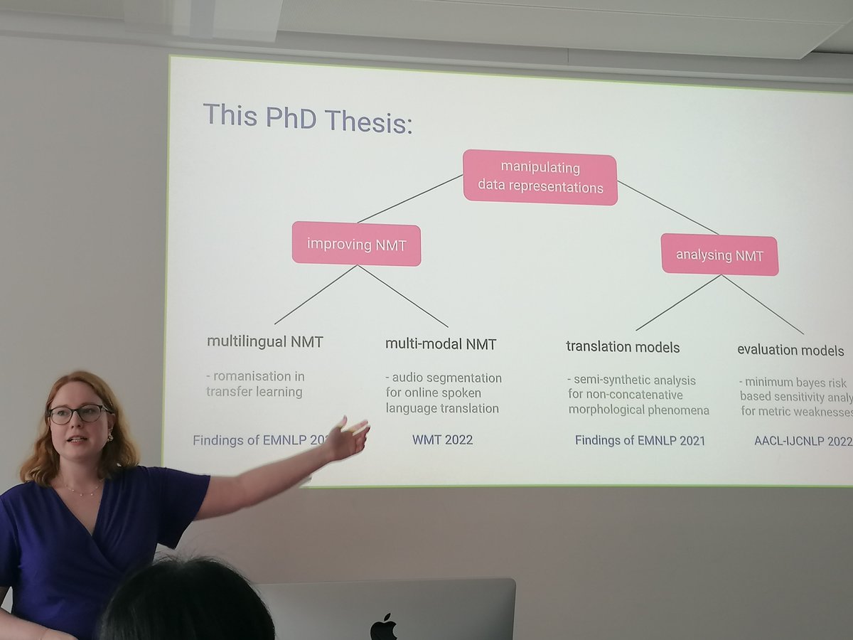 Congratulations to @chantalamrhein , who just successfully defended her PhD on 'Manipulating Data Representations for Neural Machine Translation'!