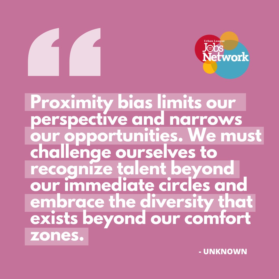 ULJobsNetwork's tweet image. Proximity bias refers to the tendency to favor individuals who are geographically close or share similar backgrounds. While it may seem innocent, it can unintentionally perpetuate inequality in the workplace. 
#proximitybias #hybridwork