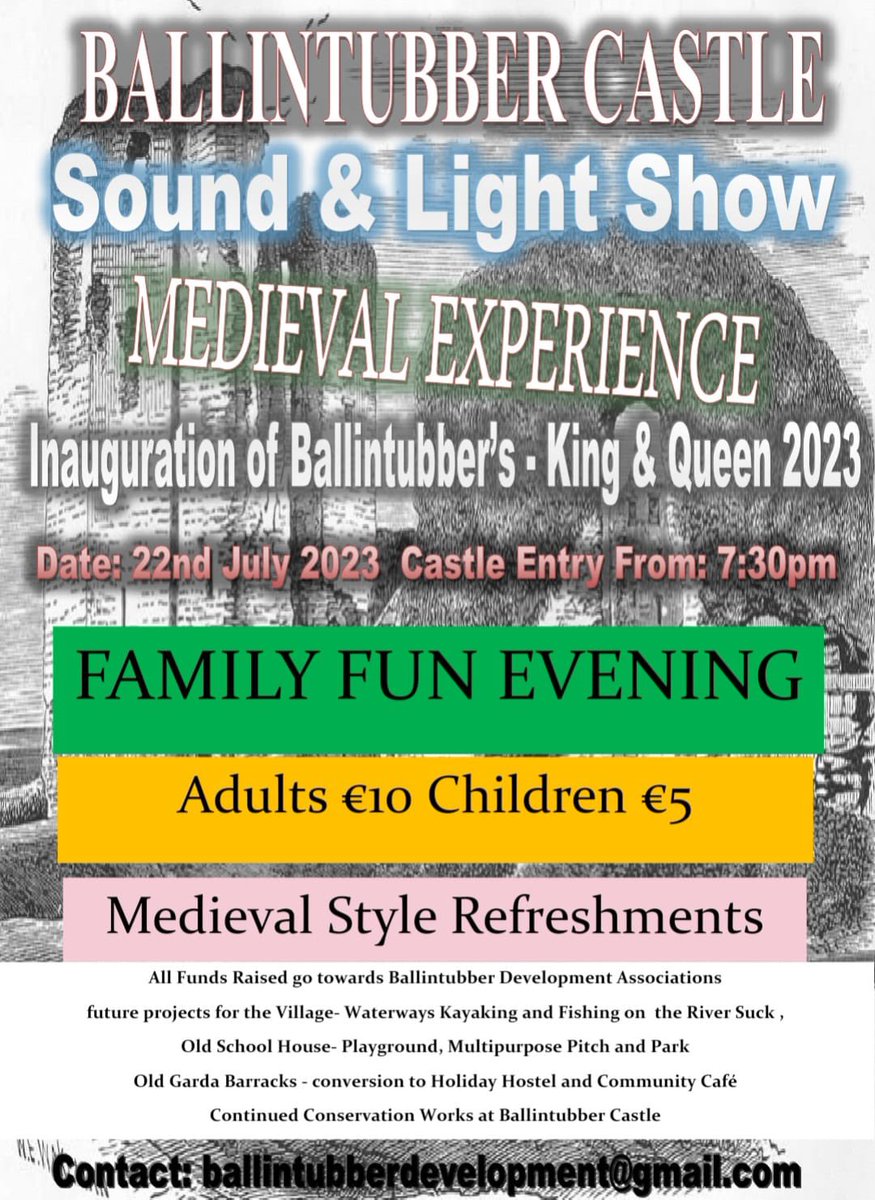 Ballint2023's tweet photo. In the coming days we will be posting our King &amp; Queen runners who will be hoping to be Crowned on July 22nd. You can support your favourite King or Queen by sponsoring them with a donation. Those with the highest donations will be crowned on the night. Stay tuned  . https://t.co/BslA1B015L