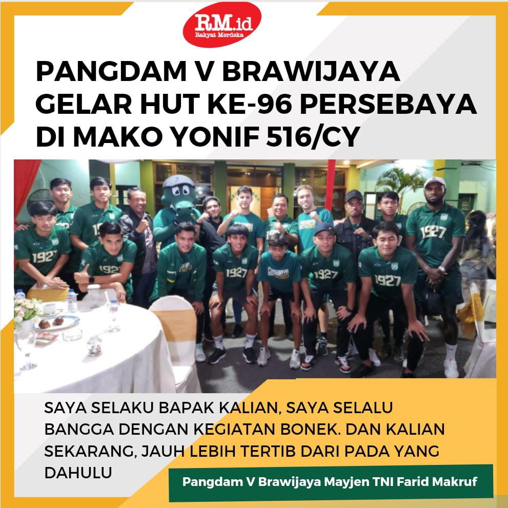 0825Kodim's tweet photo. Bangga Dengan Bonek, Pangdam V/Brawijaya Gelar HUT Ke-96 Persebaya Di Mako Yonif 516/CY
#kodamvbrawijaya
#korem083
#tniad
#puspentni
#tentara
#abdinegara
#tnipolri
#poldajatim
#humaspoldajatim
#detiknews
#timesbanyuwangi
#kompastv
#cnn https://t.co/dci5W6U27G