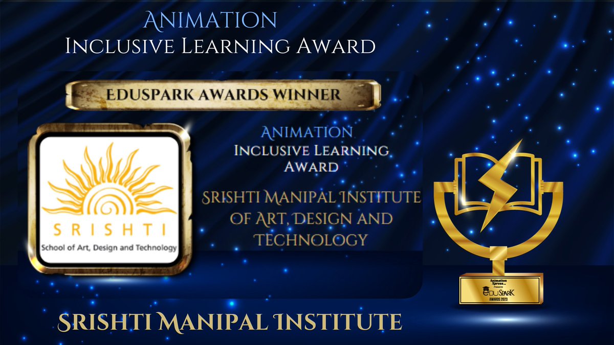 Congratulations to Srishti Manipal Institute of Art, Design and Technologyfor winning the Animation>Inclusive Learning AwardAward at EduSpark Awards 2023 #EduSparkAwards2023 #MoversAndShakers #WomenInAVGCEducation #Animation #VFX #Gaming #Esports #Web3 #ELearning