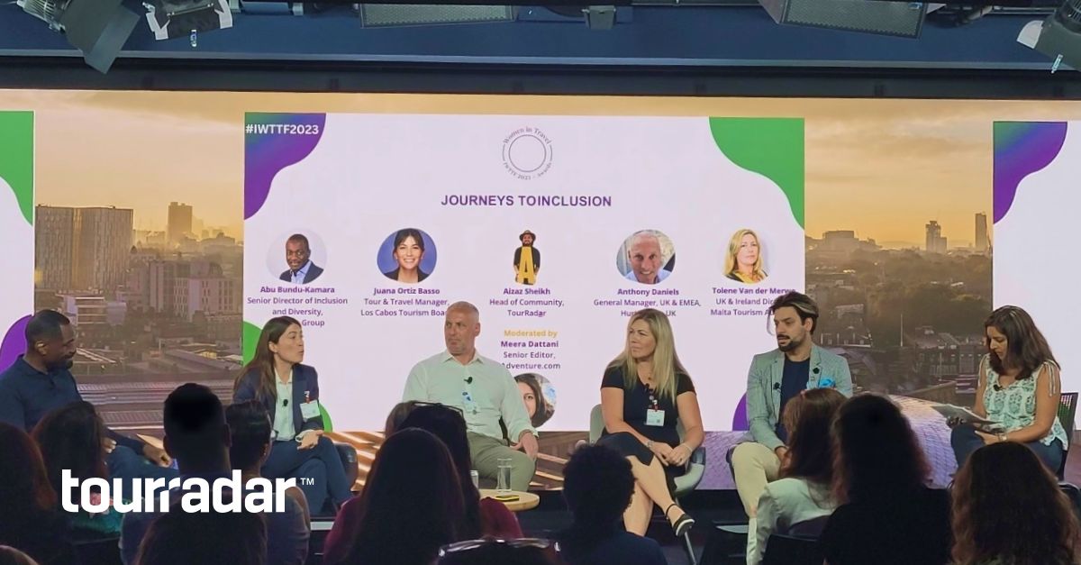 TourRadar's tweet photo. Our Head of Community, @a1zaz spoke at IWTTF2023 on Diversity &amp; Inclusion emphasizing the power of diversity and the need to address senior-level representation and gender pay gap. 
"When you have a voice at the table, you have to be the voice for those that aren't at the table." https://t.co/l1V4S5ks0M