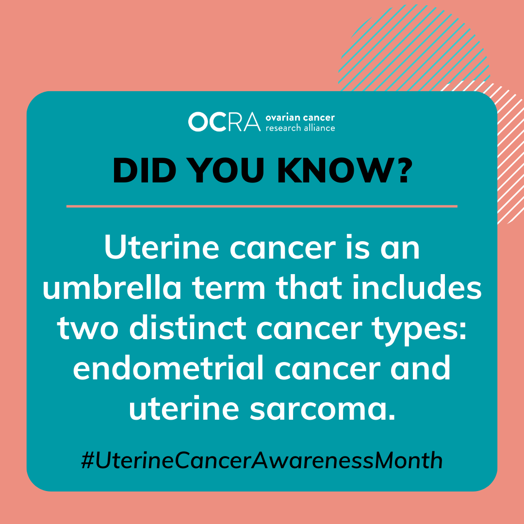 There are 2 main types of #uterinecancer. Endometrial cancers begin in the inner lining of the uterus, or the endometrium. Uterine sarcomas start in the myometrium, the layer of muscle in the wall of the uterus, or from the connective tissue. Get info at ocrahope.org/uterine.