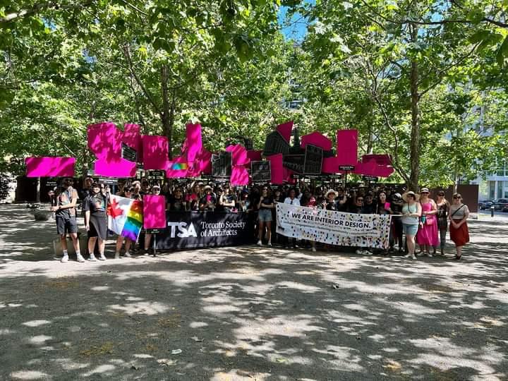 ToSoArch's tweet photo. We had a blast marching at this year's #PrideParade celebrating and remember #queerspaces in our city! It was even better to be joined by our friends at @ARIDOntario, working together for a more inclusive industry. Happy #Pride Toronto !!! 🏳️‍⚧️🏳️‍🌈 https://t.co/ocFoYwRRdl