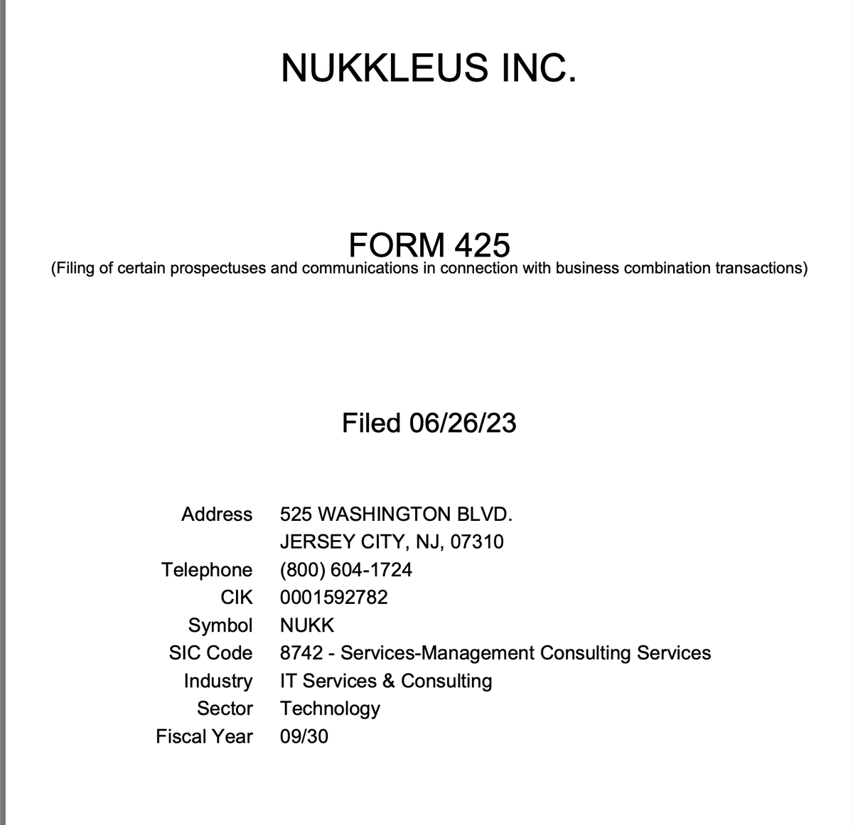 reliable_always's tweet photo. $NUKK Just filed form 425 which is prospectus document for the upcoming Merger. Looks like we are very close to the finalisation of the Merger. https://t.co/6HO3TnQTHm