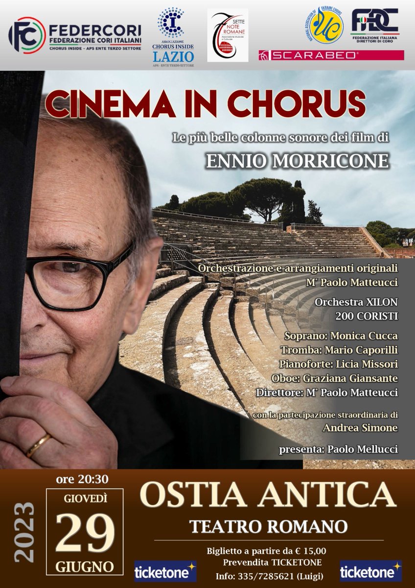 intotheblueM's tweet photo. Posti ancora disponibili per questa grande produzione artistica. 
Link ai biglietti https://t.co/u3eA6sOPc1
#teatroromanoostiaantica #ticketone @TicketOneIT rielaborazioni dei più grandi successi cinematografici del Maestro #EnnioMorricone
#200coristi https://t.co/DTerOdPVRX