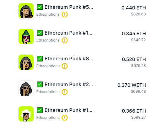 Historic_Crypto's tweet photo. 🟩 Sub 1k Ethscriptions 🟩

In the past 24 hours, there have been 17 @EthscribedPunks sales (Sub 1,000 Ethscription #s) totaling 8.59 ETH (~$16,879.97 USD) 🟩

Free Claimers are taking profits while collectors are accumulating grails that will only become more rare over time.