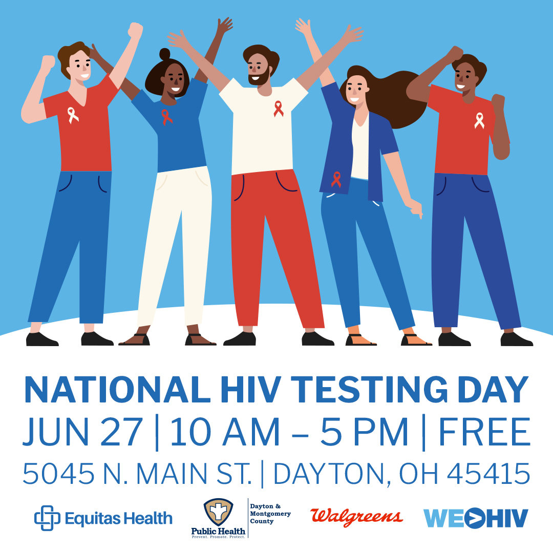 EquitasHealth's tweet photo. Celebrate National HIV Testing Day in Dayton with a FREE HIV test! Visit the Main Street Walgreens tomorrow. Learn more at https://t.co/NVgoKbRJoT https://t.co/4GHHXoDbYl