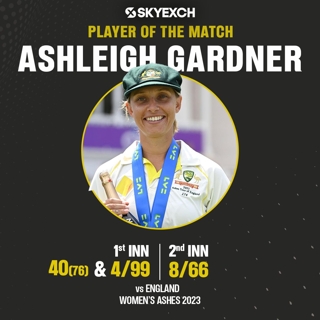 Ashleigh Gardner shines bright and rewarded with Player of the Match in the only Women's Ashes test.

#AshleighGardner #Australia #Ashes #WomensCricket #SkyExch #Cricket