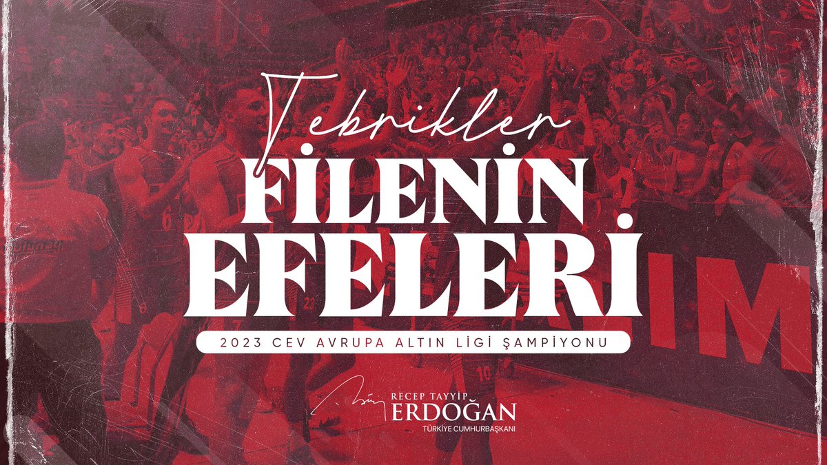 CEV Avrupa Altın Ligi finalinde Ukrayna'yı 3-2 mağlup ederek üçüncü kez şampiyonluğa ulaşan A Millî Erkek Voleybol Takımımızı, “Filenin Efeleri”ni yürekten tebrik ediyorum. 🏐🇹🇷