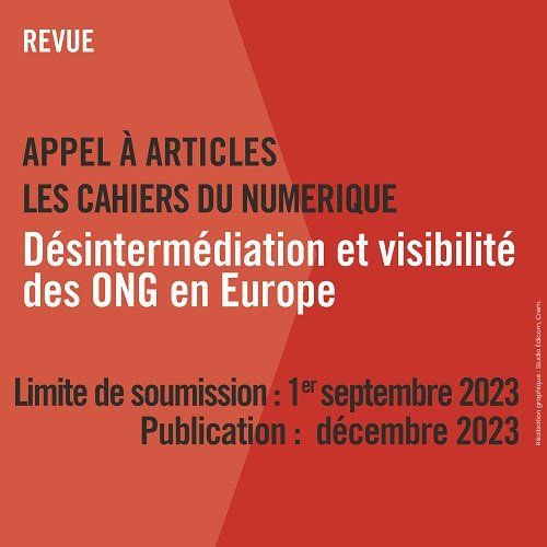 [#AAA] ✍️Appel à articles :  𝑳𝒆𝒔 𝑪𝒂𝒉𝒊𝒆𝒓𝒔 𝒅𝒖 𝑵𝒖𝒎𝒆́𝒓𝒊𝒒𝒖𝒆 : 𝗗𝗲́𝘀𝗶𝗻𝘁𝗲𝗿𝗺𝗲́𝗱𝗶𝗮𝘁𝗶𝗼𝗻 𝗲𝘁 𝘃𝗶𝘀𝗶𝗯𝗶𝗹𝗶𝘁𝗲́ 𝗱𝗲𝘀 𝗢𝗡𝗚 𝗲𝗻 𝗘𝘂𝗿𝗼𝗽𝗲 📖 Dossier dir. par 𝑻𝒐𝒖𝒓𝒚𝒂 𝑮𝒖𝒂𝒂𝒚𝒃𝒆𝒔𝒔
🌐👉crem.univ-lorraine.fr/recherche/appe…
#cahiersdunumerique #ONG