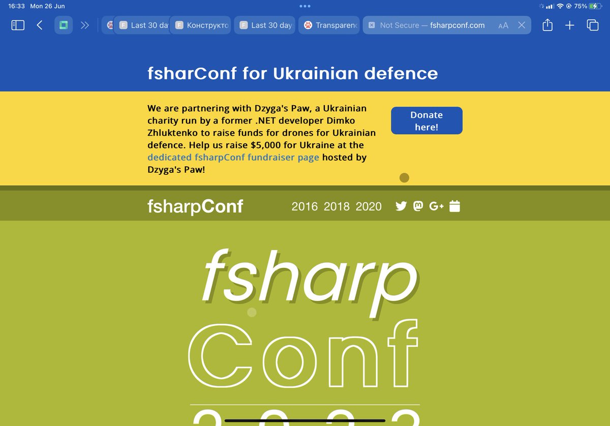 I am glad to announce we are partnering with <a href="/fsharpconf/">fsharpConf</a> and gathering donations to buy 2 drones for Ukrainian Armed Forces!

I am former .NET engineer and did some F# back in the day, and I love to see this! 

F# |> Dzyga's Paw 🤝