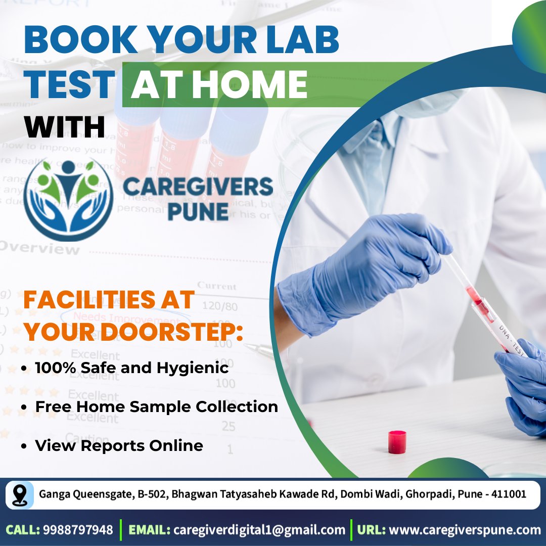 caregiverspune's tweet image. Stay safe and get your lab tests done from the comfort of your home with Care Givers. Our 100% safe and hygienic lab test at-home services include free home sample collection and online report viewing
.
#labtestathome #viewreportsonline #caregivers #pune