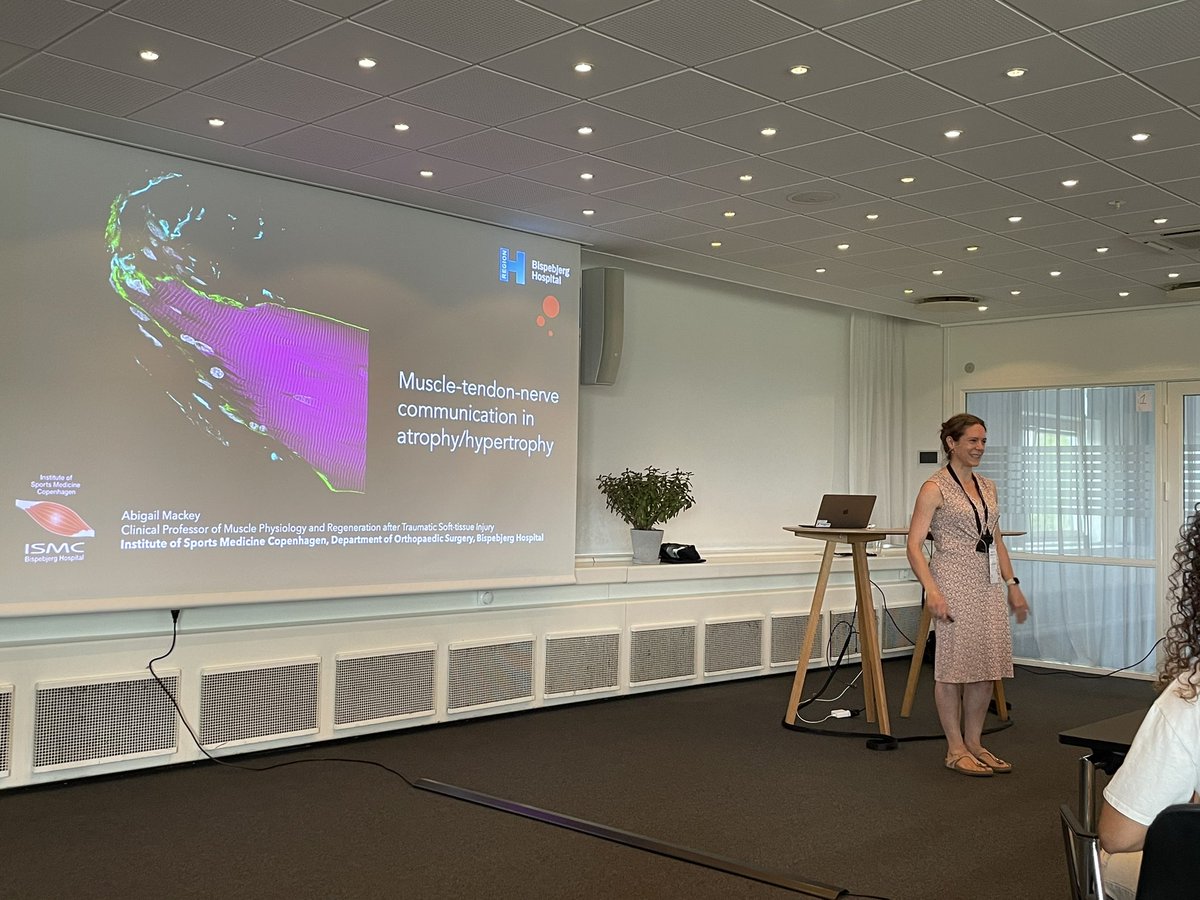 martamurgia's tweet image. Abigail Mackey at #MuscleCPH2023
Elegant work on the #MTJ and on how exercise protects the muscle-nerve connection. Also, muscle fiber shape really matters. Awesome talk.