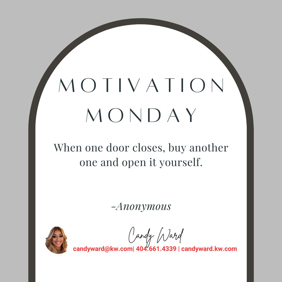 Want an exclusive consultation? Drop a comment, send a message, or call (404) 661-4339. 
🔗beacons.ai/candy_realtor

Candy Ward, Realtor®
🏠 Keller Williams West ATL
📲 (404) 661-4339

🌎candyward.kw.com
#CandytheRealtor #MondayMotivation #KeepingitRealEstate