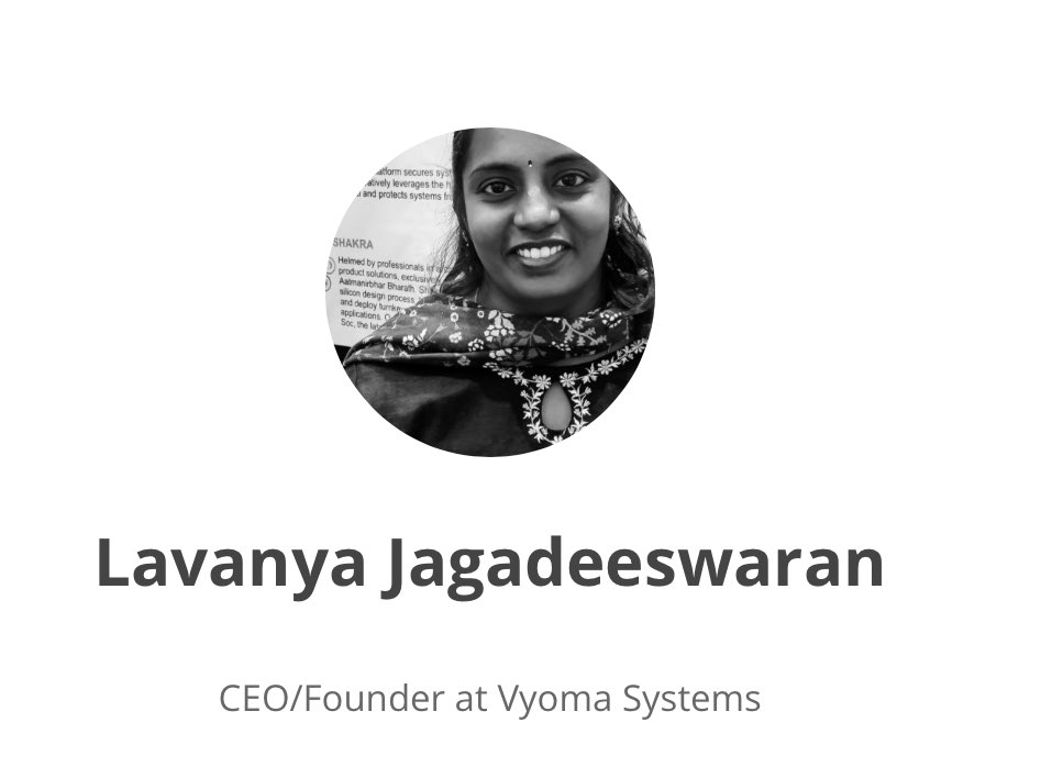 Lavanya Jagadeeswaran  - CEO/Founder Vyoma Systems , @iitmadras student n founder of IITM incubated startup  recognised as #RISCV ambassador from India @DIRISCV -Congratulations 

@Semicon_India @_DigitalIndia #FutureDESIGN 

riscv.org/ambassadors/