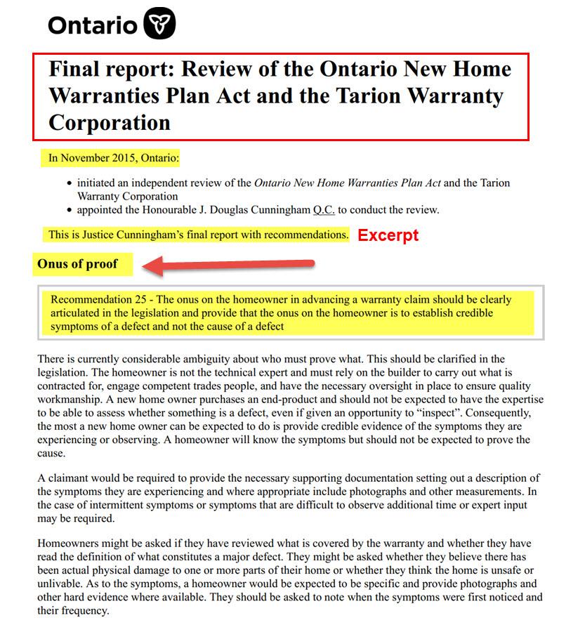 #Tarion review released in 2017 said homeowner should provide symptoms of a defect, not the root cause. Makes sense. Most new home buyers are not builders. Why are Tarion + builders often still making homebuyers prove underlying cause of defects? @ONconsumer @krasheedmpp #onpoli