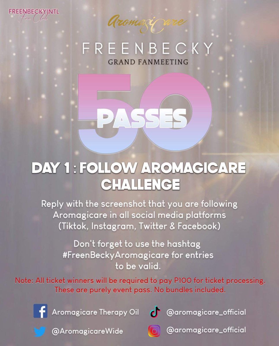 FreenBecky INTL Fanclub (@freenbeckyintl) on Twitter photo We're in so many ways grateful for <a href="/AromagicareWide/">Aromagicare Official®️</a> as they are with us in making sure the girls are loved and receives the best💖
GIVEAWAY #1: 50 PASSES (LBA&UBA)
Reply with screenshots. Make sure photo shows you follow them in ALL socmed platfroms. ✨
#FreenBeckyAromagicare We're in so many ways grateful for <a href="/AromagicareWide/">Aromagicare Official®️</a> as they are with us in making sure the girls are loved and receives the best💖
GIVEAWAY #1: 50 PASSES (LBA&UBA)
Reply with screenshots. Make sure photo shows you follow them in ALL socmed platfroms. ✨
#FreenBeckyAromagicare