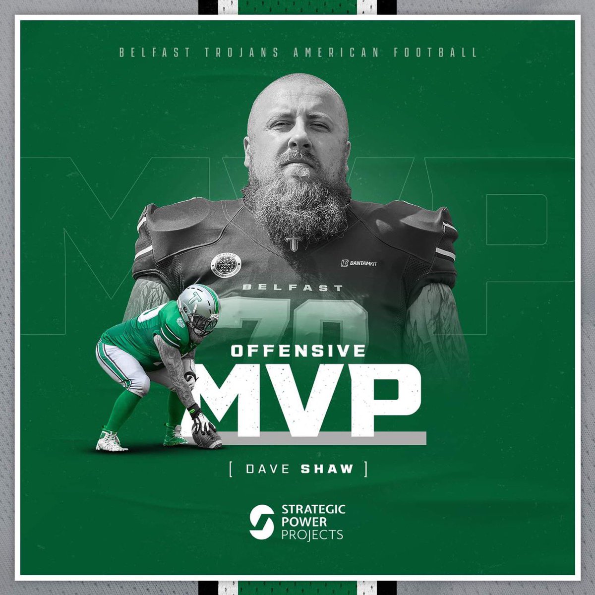 BelfastTrojans's tweet photo. Home Game Day 4 - Belfast Trojans Offensive MVP πβοΈ
sponsored by @strategicpowerp
Dave Shaw C #70
πΈ @ianhumes
#OffensiveMVP
#bewaretheblade
#belfasttrojans
#AmericanFootball https://t.co/hPwwWFoSXJ