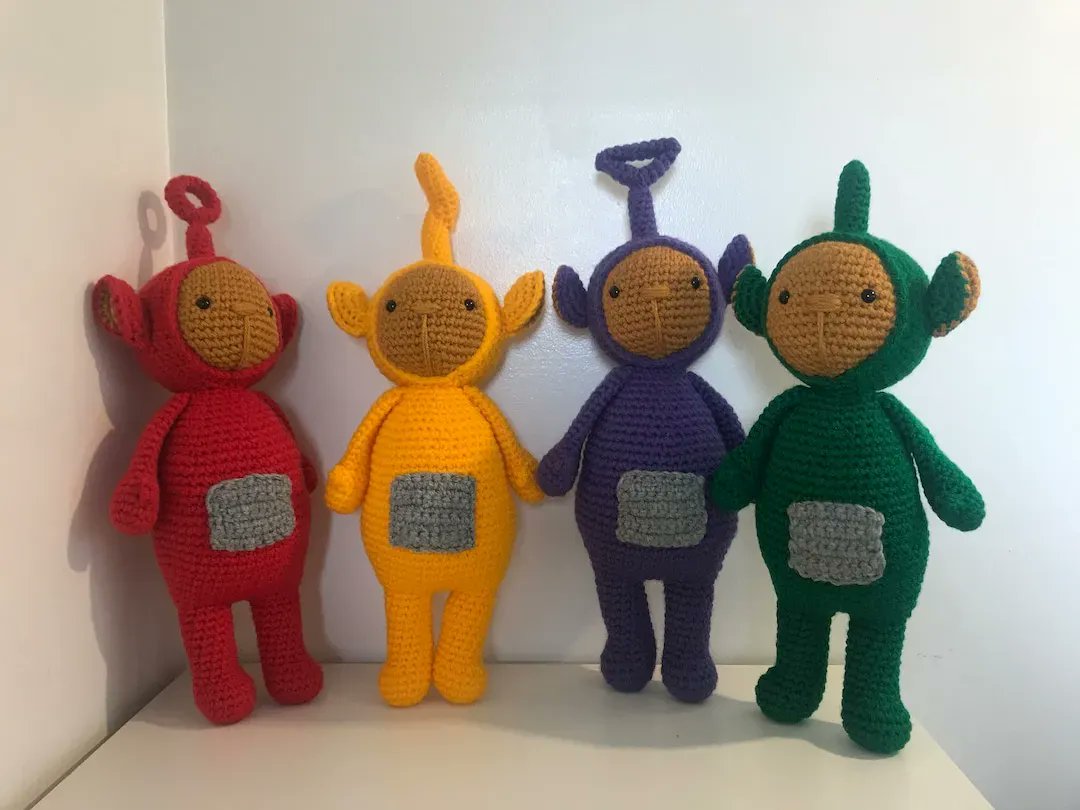 Teletubbies - Tinky Winky - Dipsy - Laa Laa - Po - etsy.com/uk/listing/713… #etsy #teletubbies #tinkywinky #laalaa #dipsy #po #teddy #crochet #handmade #amigurumi #etsyretwt #ATEtsyRT #anthonybrighton