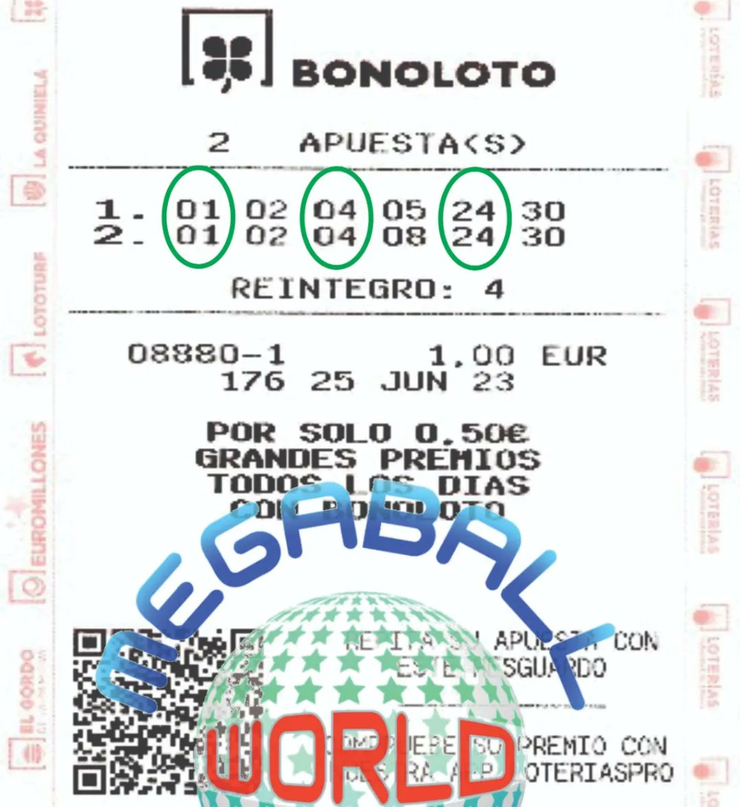 MegaballWorld's tweet photo. 1666 prémios/ premios/ prizes !! 😉
Sorteio/ Sorteo/ Draw Nº 176-2023 La Bonoloto !! ���
2 chaves/ claves/ keys Megaball World = 2 prémios/ premios/ prizes ‘La Bonoloto’ !! 🙂
https://t.co/L39GNydyrQ 🙂
(Preço da aposta - 0,50€, prémio - 56,00€) https://t.co/imNzLDBY76