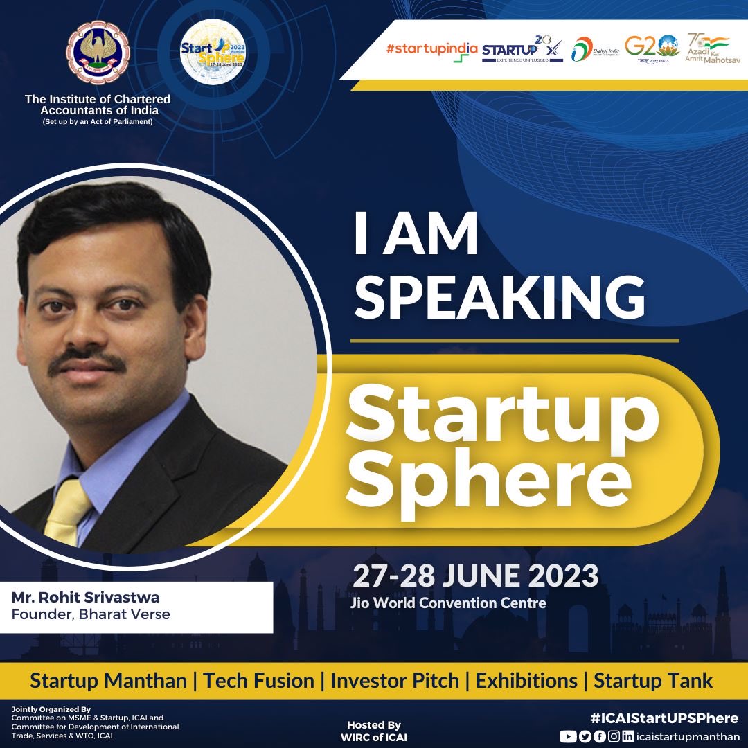 rohit11's tweet photo. I’ll be at
@icaistartupsphere tomorrow and day after representing @bharatverse_xyz and discussing #metaverse security. If you are around, let’s catchup.
#setupyourstartup
#startupkishuruwaat
#startupmeinsaath https://t.co/ww77lIGvSo