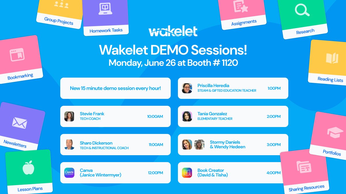 Wakelet 💙 (@wakelet) on Twitter photo 📣 Happening NOW at #ISTELive! 📣
⏰ Every hour on the hour, we'll be joined by our incredible ✨ Wakelet Ambassadors ✨ who will be sharing their favorite ways to use Wakelet! 
Head to booth #1120 to ride the #WakeletWave with us🥳 📣 Happening NOW at #ISTELive! 📣
⏰ Every hour on the hour, we'll be joined by our incredible ✨ Wakelet Ambassadors ✨ who will be sharing their favorite ways to use Wakelet! 
Head to booth #1120 to ride the #WakeletWave with us🥳