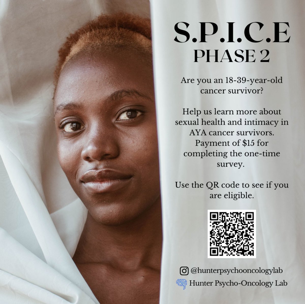 Young adult cancer survivors aged 18-25 needed for a one-time survey study about sexual health. Payment of $15!  tinyurl.com/SPICE-Phase2-S…
#sexualknowledge #bodyimage #youngadult #YAcancer #health #cancercare #sexualhealth #AYACSM #OncologyTwitter #cancerresearch #AYAC #survonc