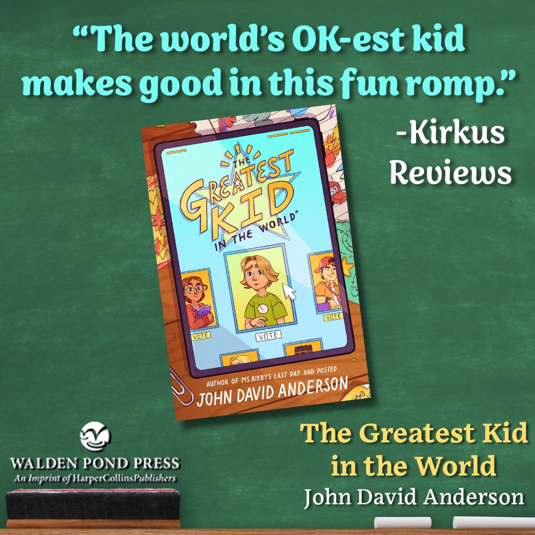 Thank you to @KirkusReviews for sharing THE GREATEST KID IN THE WORLD! 🏆 From the beloved author of Posted comes the story of Zeke Stahls—a thoroughly average 12-year-old who somehow finds himself in a competition to be named the World's Greatest Kid. harpercollins.com/products/the-g…