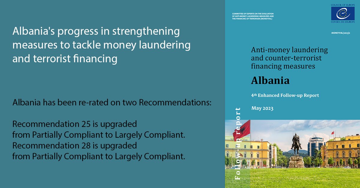 A new FATF follow-up report sets out the progress that Albania has made to tackle money laundering and terrorist financing.  
See the update on actions taken here➡️bit.ly/3No8crD 

#followthemoney #moneylaundering #terroristfinancing #Albania