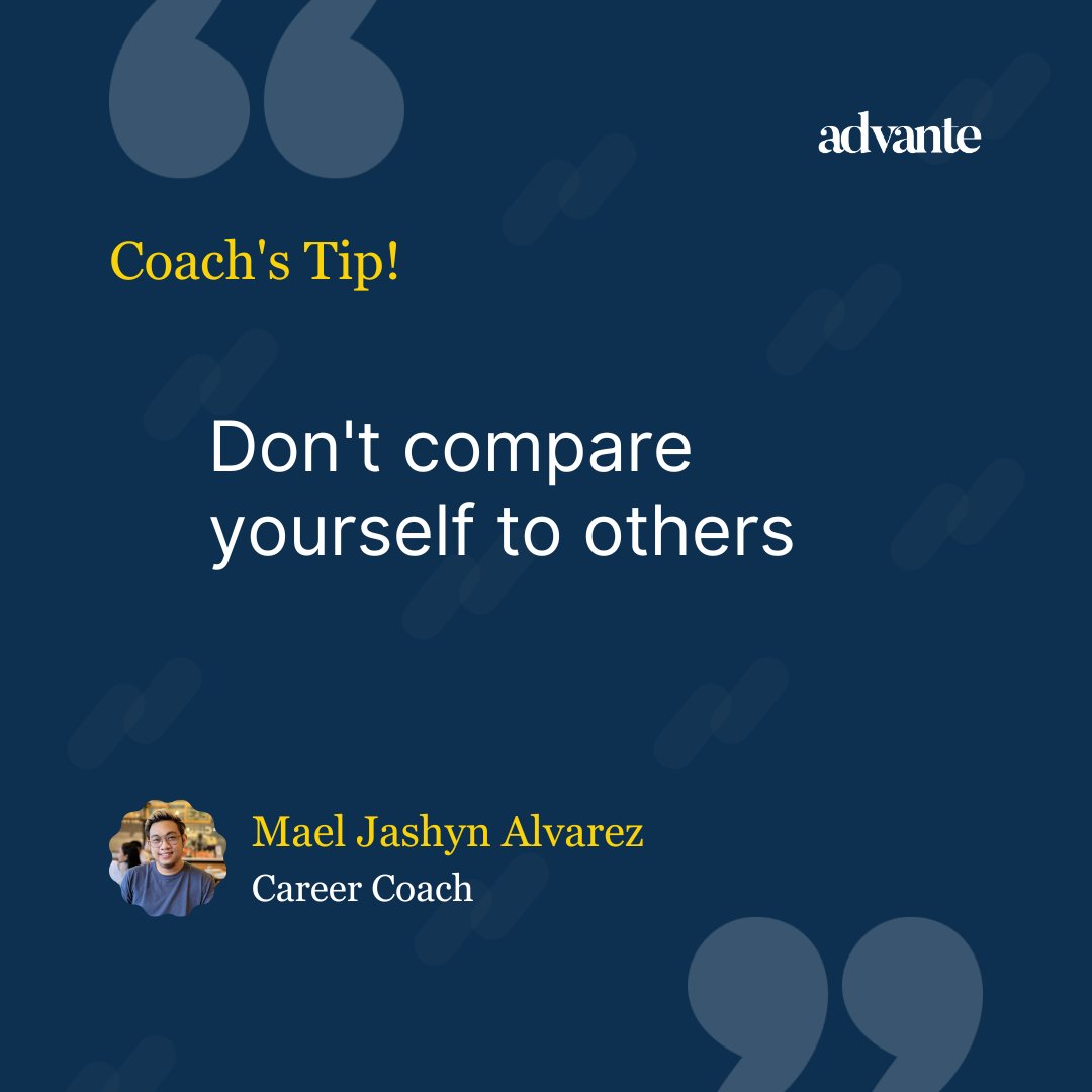 advanteco's tweet photo. Your career journey is unique to you. Don't compare yourself to others and don't feel pressured to follow a certain path. Focus on your strengths, passions, and values to create a fulfilling career. #unique #career #onlinecoaching #coaching https://t.co/Q4kszb3wM1