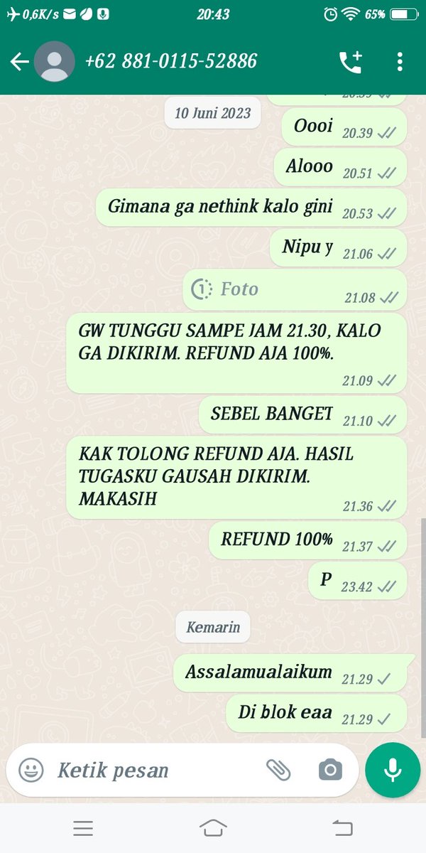 gasukaTaroo's tweet photo. Jgn joki disini ruka wai @rukaawaaii tugas gua kgk dikirim! Udh bayar lunas! Ingat, duit tu jd duit haram sampe darah daging lu. Gatakut sm tuhan? Tunggu aja karma. 
#zonauang️ #jokitugas #penipu #joki https://t.co/PoJZW5X6yV