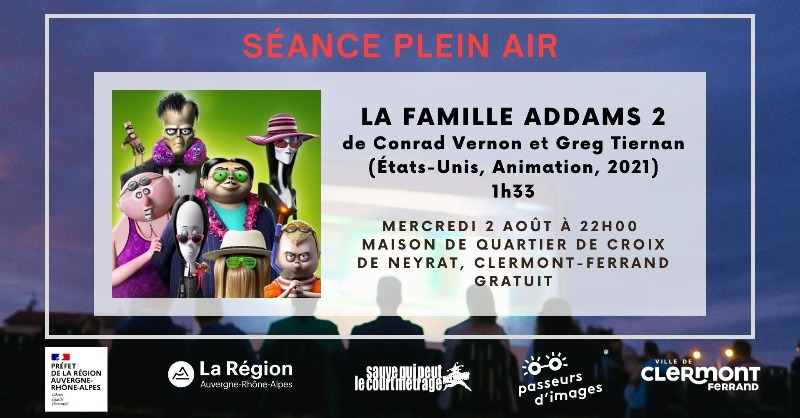 LeCourtClermont's tweet photo. 🏰 On se retrouve ce soir à 22h à @ClermontFd pour une séance en plein air familiale : 𝙇𝙖 𝙛𝙖𝙢𝙞𝙡𝙡𝙚 𝘼𝙙𝙙𝙖𝙢𝙨 2 sur grand écran !