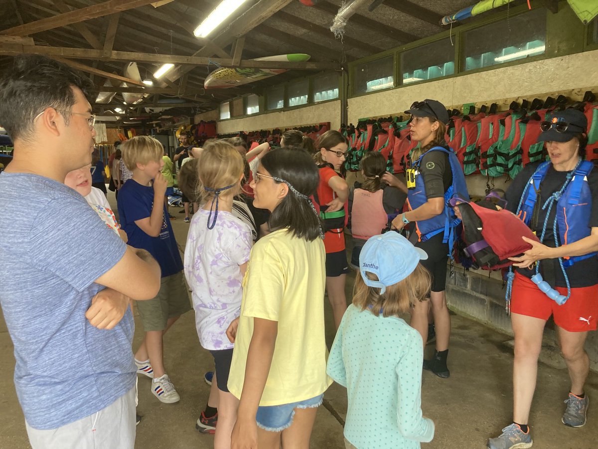 Y6 are getting ready for their afternoon water session. They are having their buoyancy aides fitted - exciting!! #residential