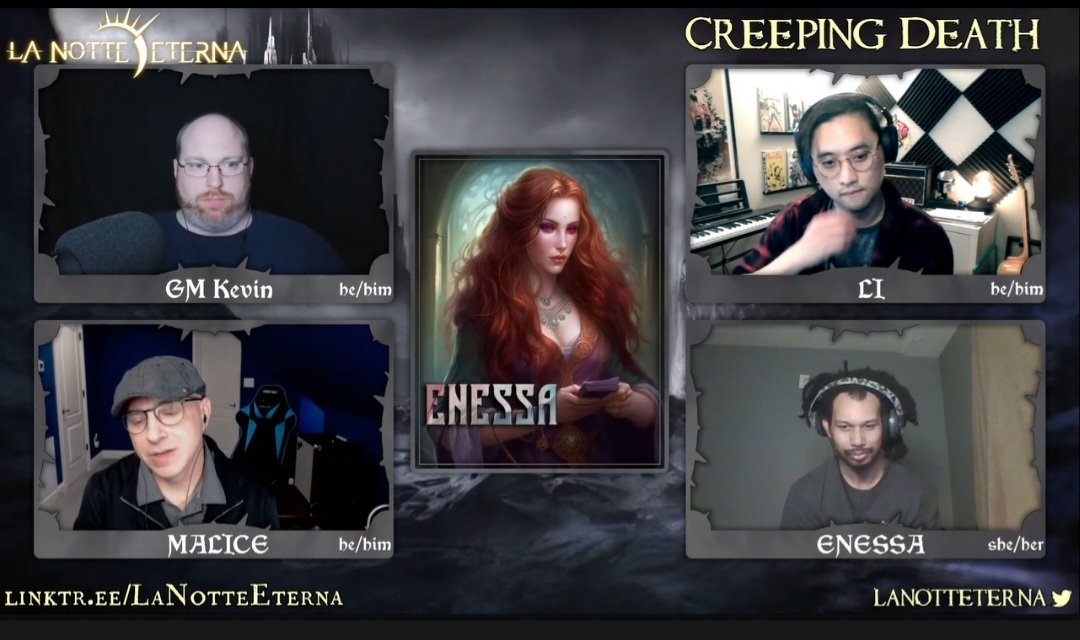 The dust has settled, and The Creeping Death has been stopped - for now.

Go back and re-watch the thrilling conclusion over on VoD on our #Twitch channel now!:

m.twitch.tv/lanotteeterna

Featuring @AndrewNguyenRPG @BardicAF @jhevaunte and DM @KevranGames 
#DnD5e