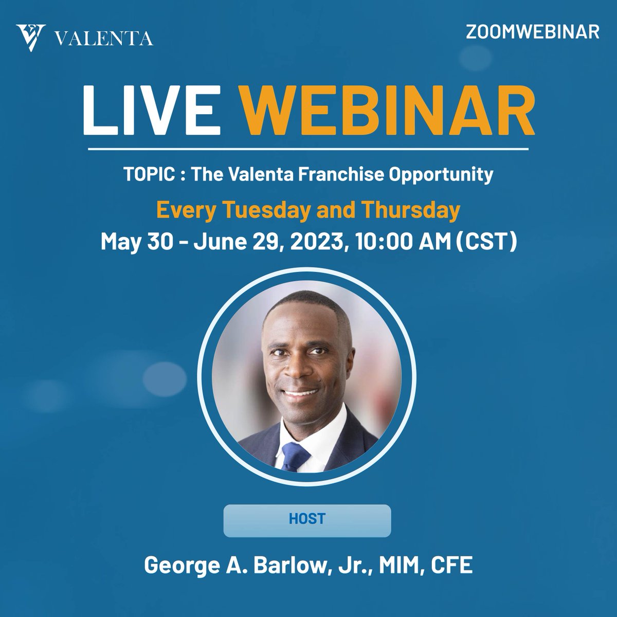 Join our webinar series hosted by George Barlow, our Chief Growth Officer from the USA, on June 27th and 29th at 10 a.m. CST to discover the game-changing 'Valenta Franchise Opportunity.'

Register now: zurl.co/PVQn

#franchisebrokers #franchiseopportunity #franchisee