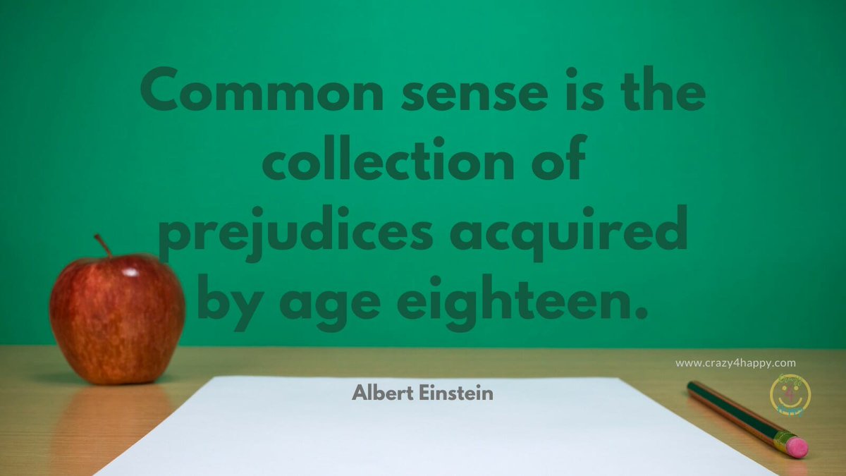 Common sense is the collection of prejudices acquired by age eighteen.

~ Albert Einstein #acquired #AlbertEinstein #collection #common #eighteen #lessons #life #prejudices #sense

https://t.co/SKLp99stgG https://t.co/SRDlCcsn9A