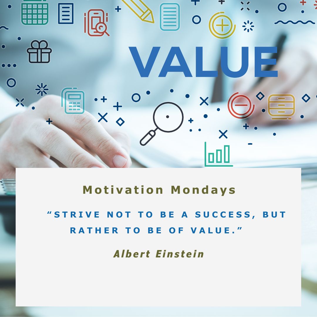 Good morning and Happy Monday!  Welcome to a new week full of new beginnings!

 “Strive not to be a success, but rather to be of value.”
-- Albert Einstein

#motivationmonday #mondaymotivation https://t.co/l038axl4i2