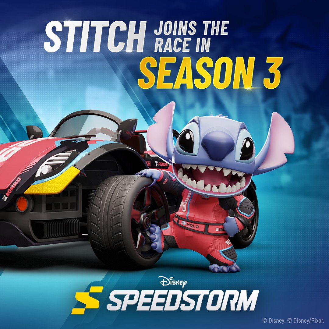 SpeedstormGame's tweet image. Stitch gets ready to chew up the track in Season 3 of #DisneySpeedstorm