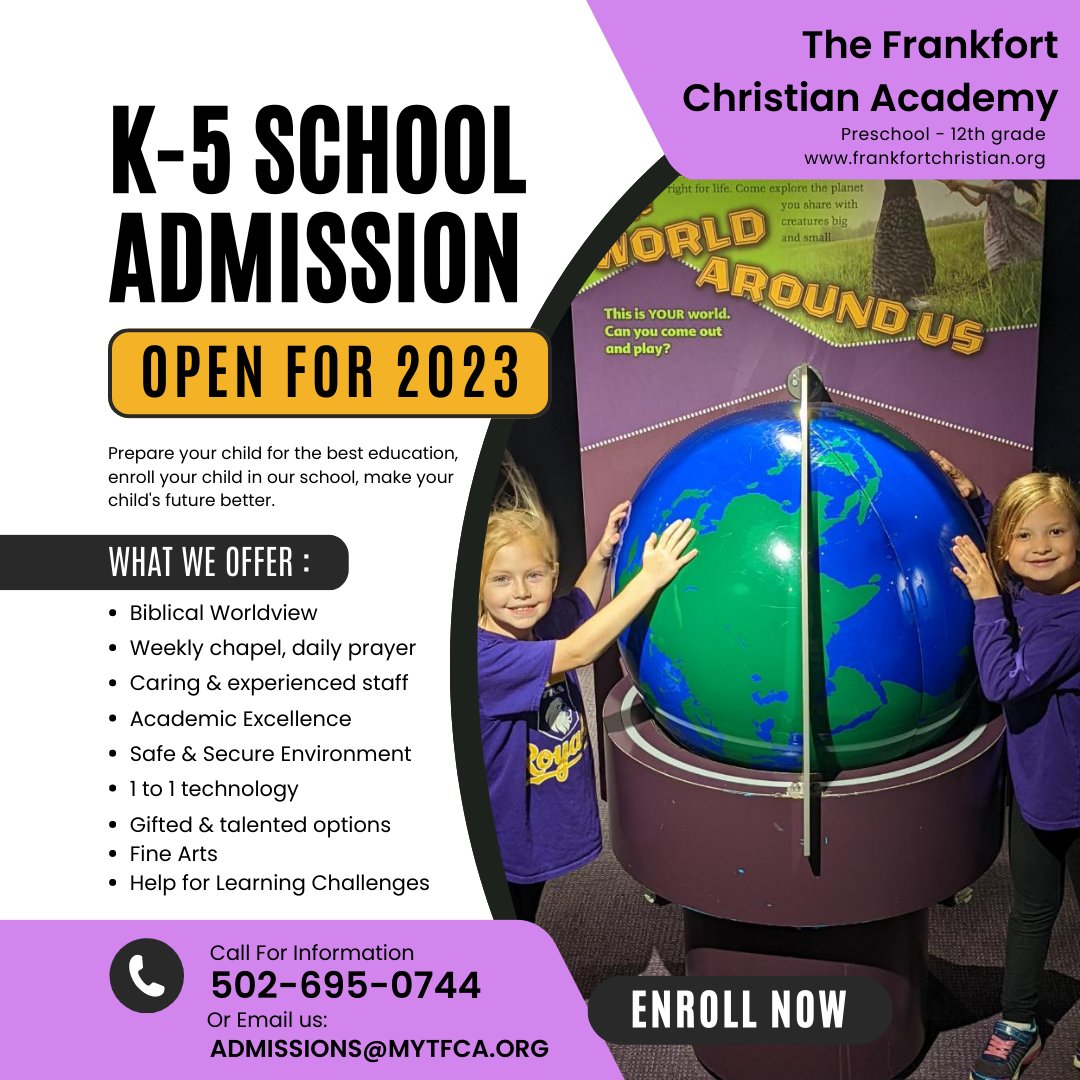 Looking for  ELEMENTARY SCHOOL options for 2023-24? Call today to set up a tour.  Email admissions@mytfca.org for more info!