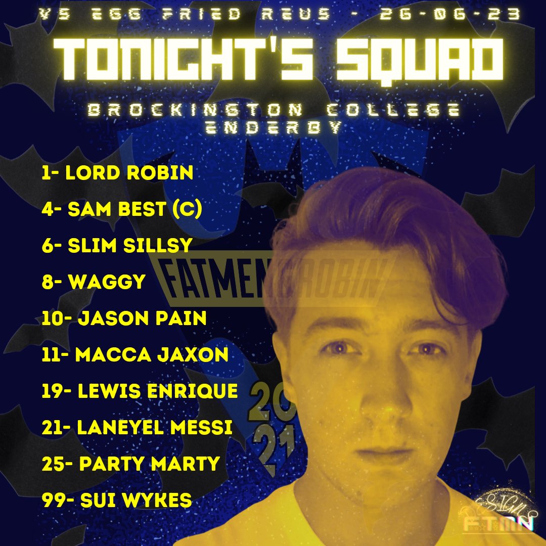 FatmenRobinFC's tweet image. 8:40PM Kick Off and we've got a full squad aiming to make it 3 wins on the bounce!

Laneyel Messi returns after 4 months out with a broken foot. Top Scorer and EL CAPITAN @TheSamuelBest starts up top with @Painwrestler04  and SUI Wykes rejoining the side.

CMON YOU BATS 🦇