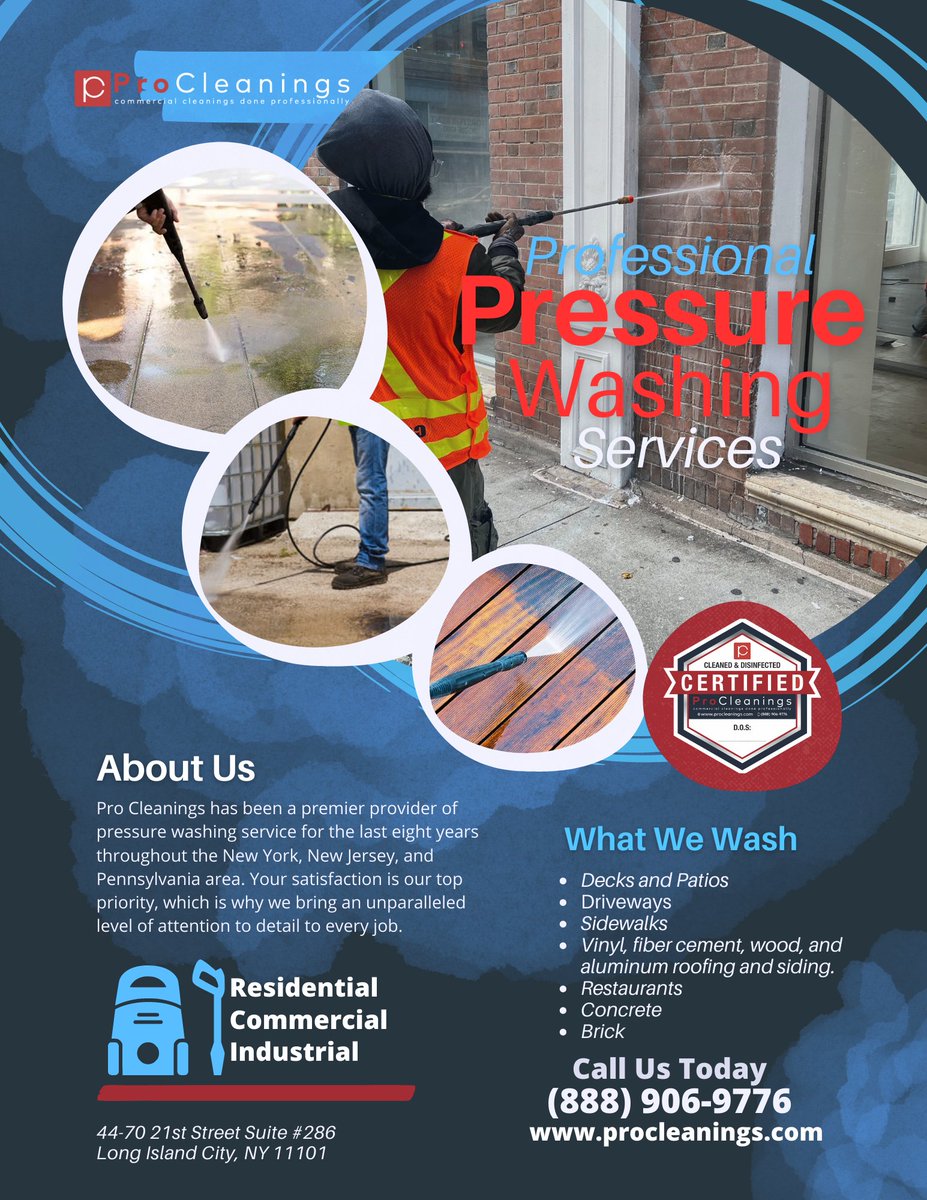 It's important to note that pressure washing can be a powerful cleaning method, and if not done correctly, it can cause damage to certain surfaces. procleanings.com/pressure-washi…
#pressurewashing #professionalcleaningservices #Pressurewashingservices #CleaningExperts