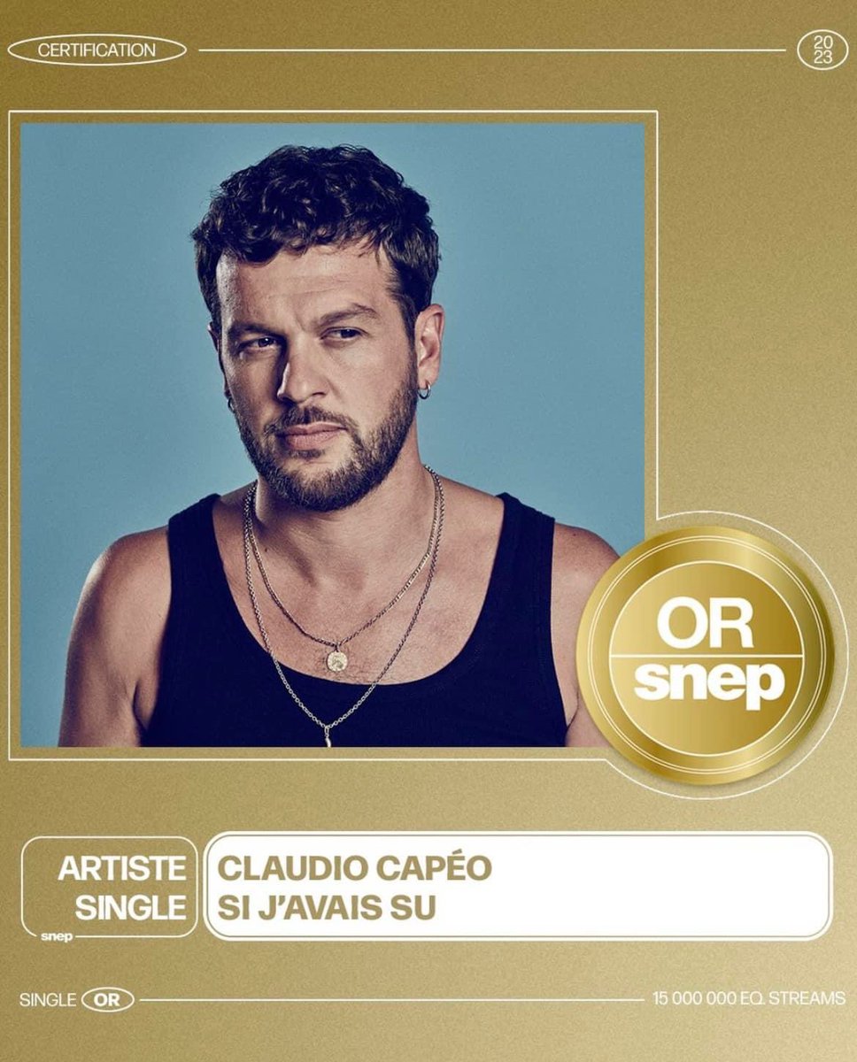 Jo&Co (@joandcolabel) on Twitter photo Très fiers de vous annoncer que « Si j’avais su », le titre de <a href="/claudiocapeo/">Claudio Capéo</a> est certifié Single d’Or avec +15 000 000 équivalents streams 🔥🤩👏 Très fiers de vous annoncer que « Si j’avais su », le titre de <a href="/claudiocapeo/">Claudio Capéo</a> est certifié Single d’Or avec +15 000 000 équivalents streams 🔥🤩👏