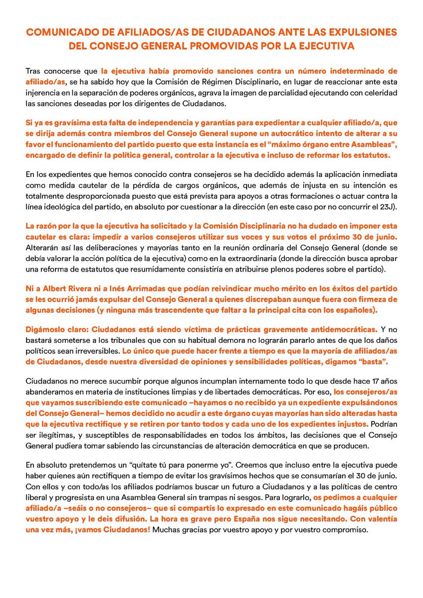 Como miembro del Consejo General comparto este comunicado y me adhiero a él.
La transparencia y la libertad hay que demostrarla.
Si estás de acuerdo súmate, no seas cómplice de este atropello 

#EjecutivaCsDimisión