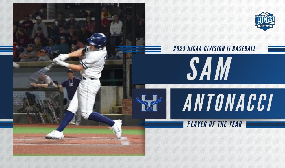 🏆Adding to the trophy case! Sam Antonacci was a key player to Heartland's National Championship run and his efforts on the diamond are rewarded by being named the 2023 #NJCAABaseball DII Player of the Year! Full Release ⤵️ njcaa.prestosports.com/sports/bsb/202…