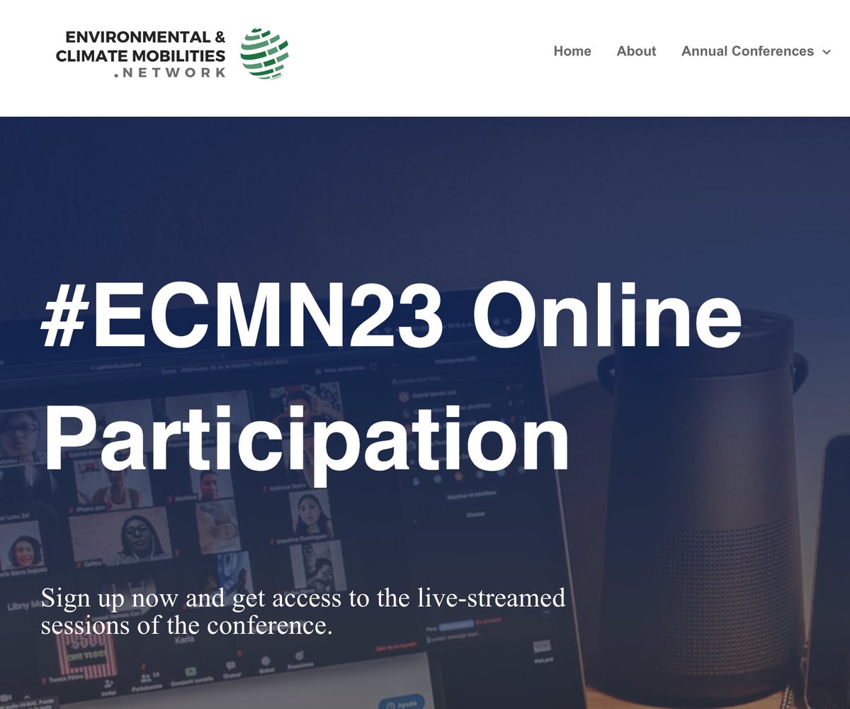 🎉 Our 1st ever Environmental &amp; Climate Mobilities Network conference is in *TWO* weeks! #ECMN23 🎉
🗓July 10-12 
💻Registration for online participation is now open! 
➡️ bit.ly/ECMN23Online

<a href="/TransForm_Res/">Trans|Form Research</a> <a href="/univienna/">Universität Wien</a> <a href="/Hugo_Obs/">The Hugo Observatory</a> <a href="/UNUEHS/">UN University - EHS</a> #ClimateChange #AcademicTwitter