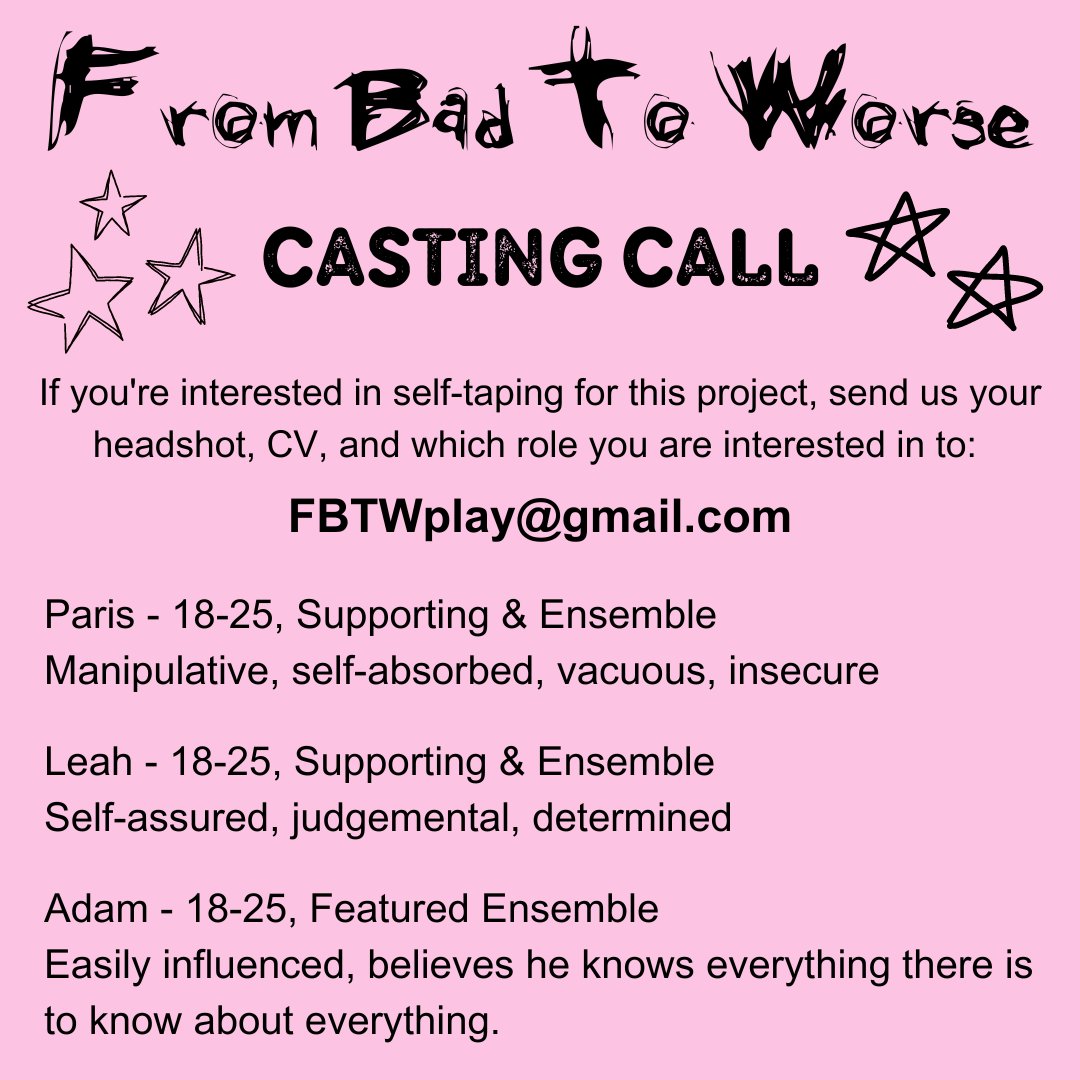 abbiecjackson_'s tweet photo. CASTING CALL! I'm directing this project, which is very exciting! Please get in touch through the email provided if interested. Excited to get started! #castingcalluk #castingcallbrighton #actorcallout https://t.co/KZfnIHUDeS